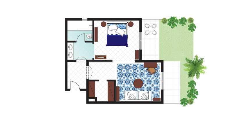 Luxury-Bungalow-Suite-Garden-View-Floorplan